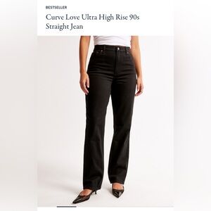 Abercrombie &Fitch Womens Curve Love 90s Straight Ultra High Rise Black Jean